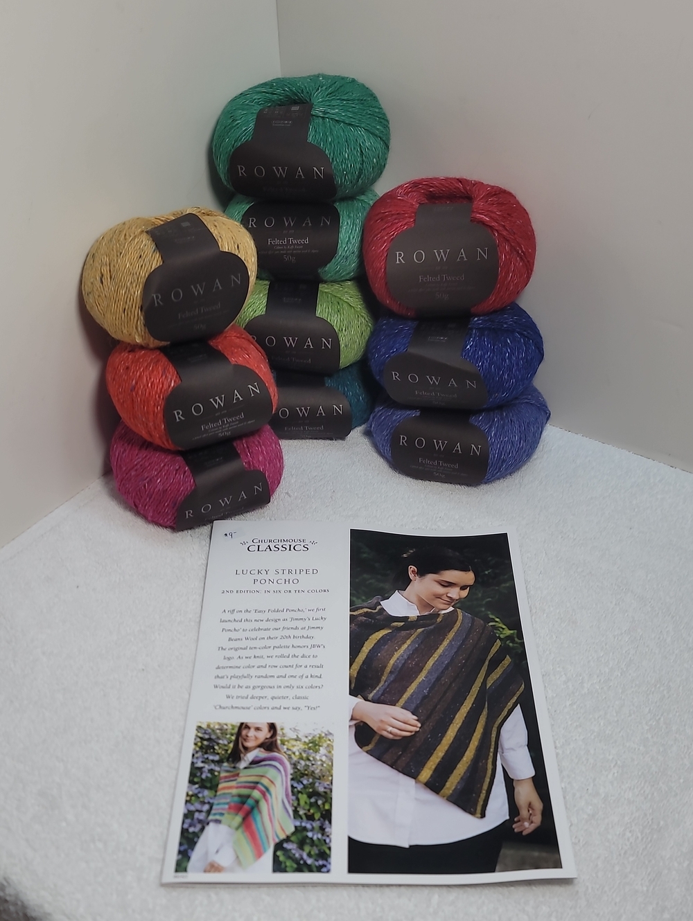 Churchmouse Classic - Lucky Striped Poncho Knit Kit - NWT #34